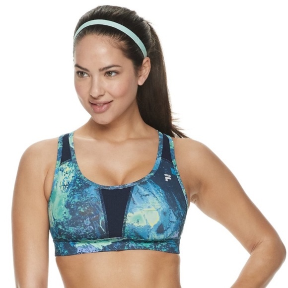 FILA SPORT Sports Bra Performance Medium Workout Wire Free Blue X-Small - Picture 1 of 5